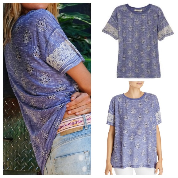 FREE PEOPLE BOHO TOP PRINT TEE T-SHIRT A2C - Picture 4 of 14